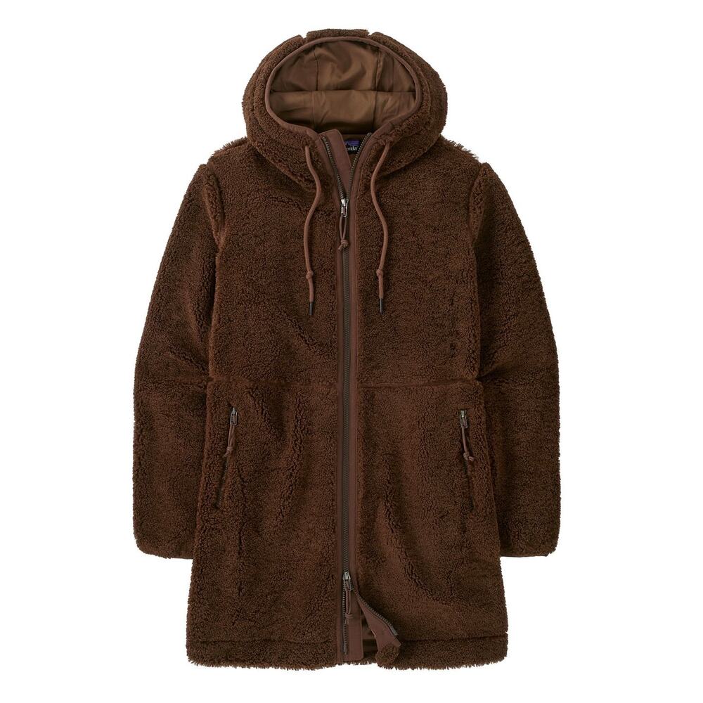 Patagonia Lonesome Mesa Hooded Parka XL Brown Teddy Fleece Sherpa Coat Cozy